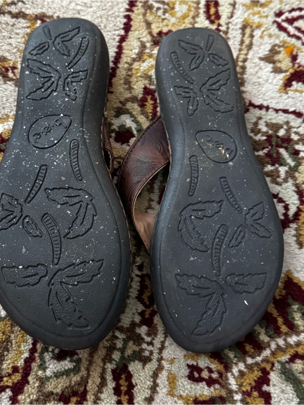 Boc Brown Embossed Leather Flip Flop Sandals - Brown/Tan - Picture 3 of 5